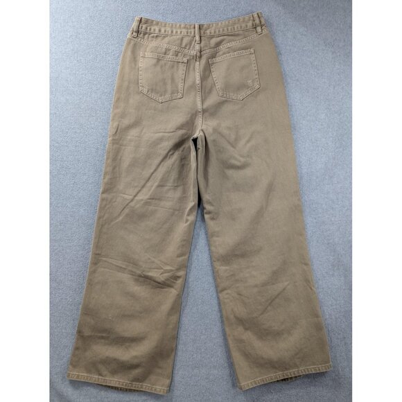 Fashion Nova Jeans Womens 13 Taupe Distressed Ripped Wide Leg Cotton Style TTCB3 - Picture 11 of 16